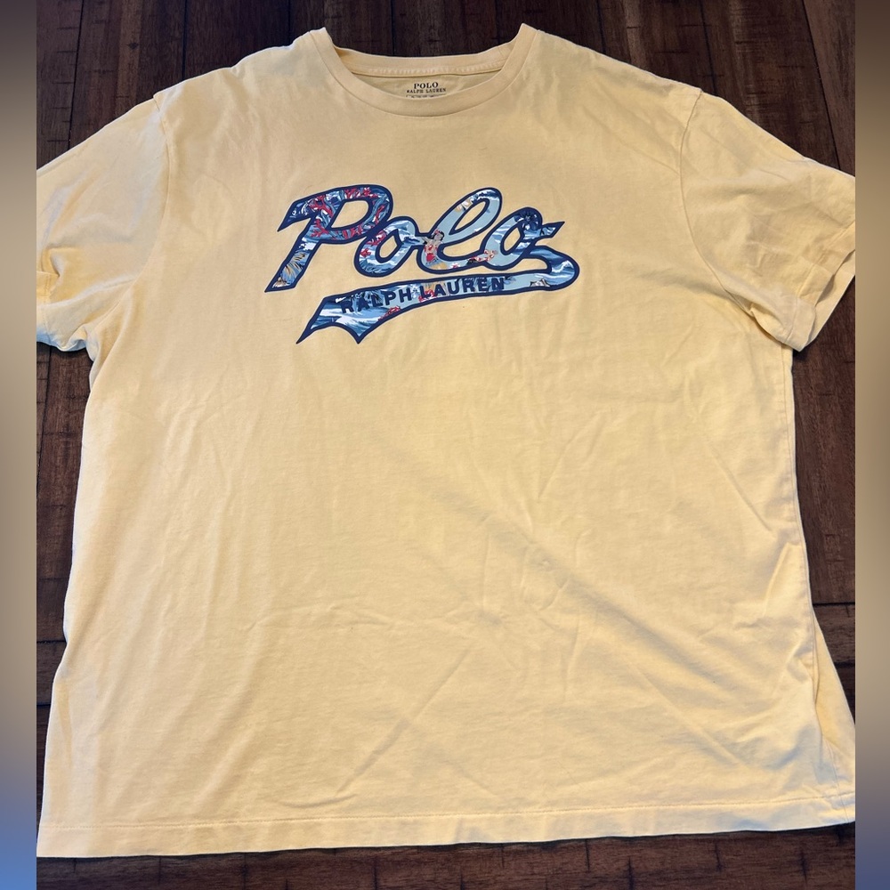 Polo Ralph Lauren TShirt Mens Yellow Medium Classic Fit Hawaii Script Size XL
